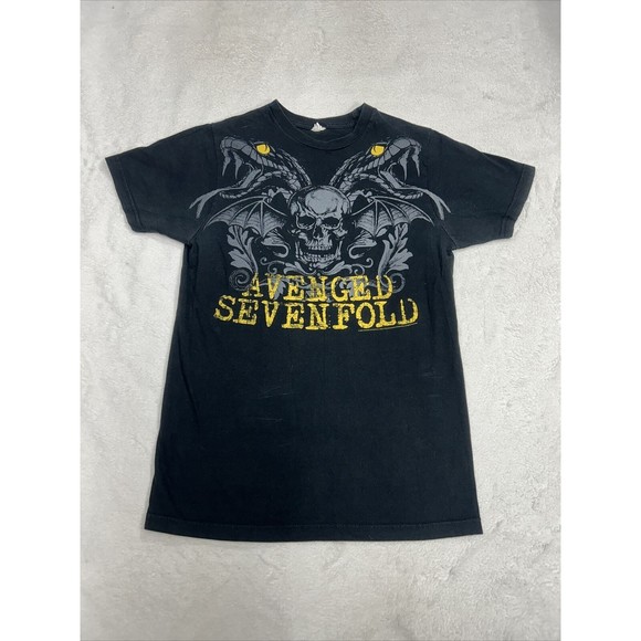 Vtg Y2K Avenged Sevenfold 2006 Black Snake & Skull Graphic T-Shirt Size Medium - Picture 1 of 9